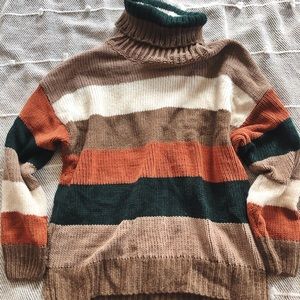Lulu’s Multi-striped Turtleneck Sweater